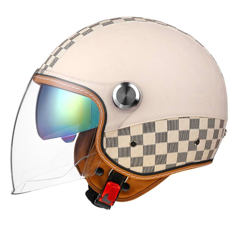 Jet-Helm, Motorrad-Helm, Roller-Helm, Scooter-Helm, Moped Mofa-Helm Chopper Retro, Zugelassen ECE/DOT Jethelm Motorrad Roller Helm B,XL(61-62CM) von KANMUASD