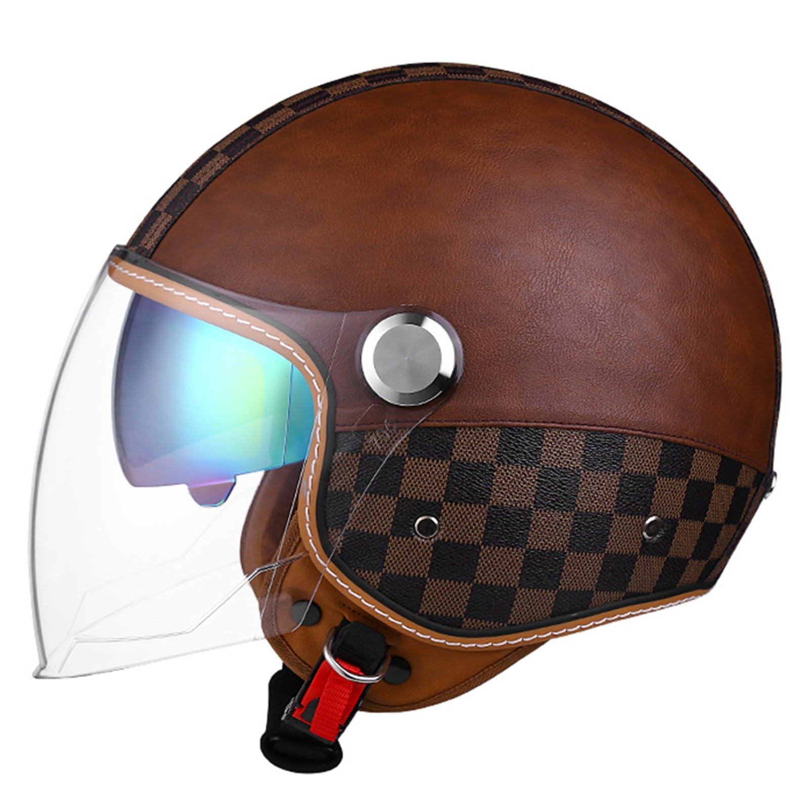 Jet-Helm, Motorrad-Helm, Roller-Helm, Scooter-Helm, Moped Mofa-Helm Chopper Retro, Zugelassen ECE/DOT Jethelm Motorrad Roller Helm D,L(59-60CM) von KANMUASD