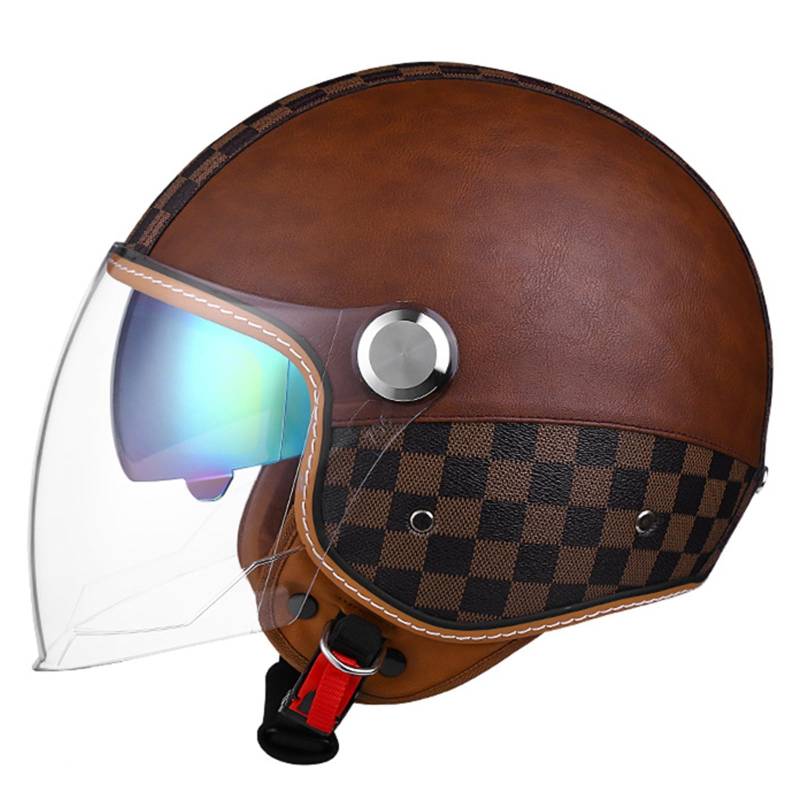 Jet-Helm, Motorrad-Helm, Roller-Helm, Scooter-Helm, Moped Mofa-Helm Chopper Retro, Zugelassen ECE/DOT Jethelm Motorrad Roller Helm D,M(57-58CM) von KANMUASD