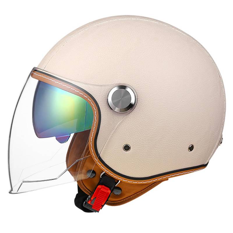 Jet-Helm, Motorrad-Helm, Roller-Helm, Scooter-Helm, Moped Mofa-Helm Chopper Retro, Zugelassen ECE/DOT Jethelm Motorrad Roller Helm E,L(59-60CM) von KANMUASD