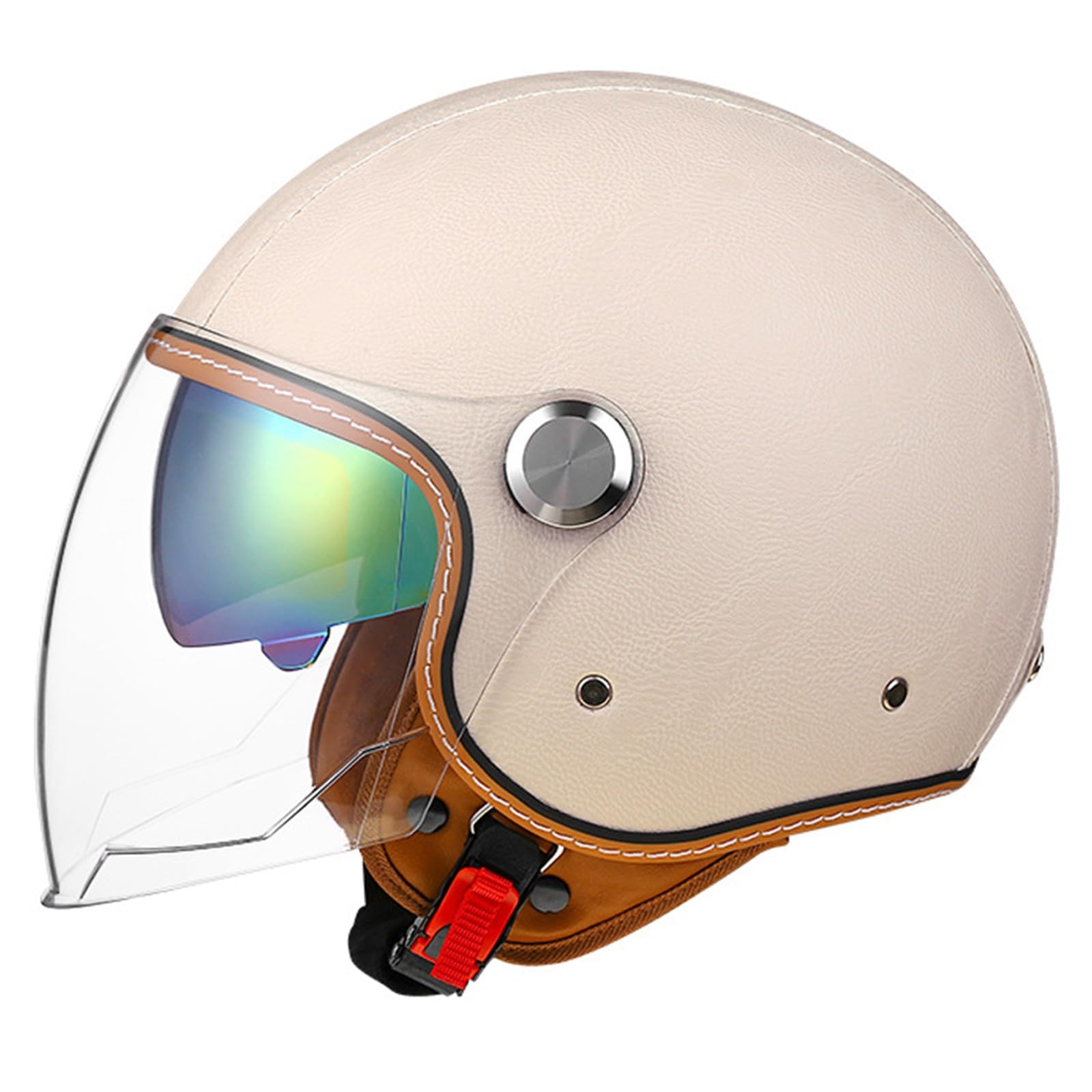 Jet-Helm, Motorrad-Helm, Roller-Helm, Scooter-Helm, Moped Mofa-Helm Chopper Retro, Zugelassen ECE/DOT Jethelm Motorrad Roller Helm E,M(57-58CM) von KANMUASD