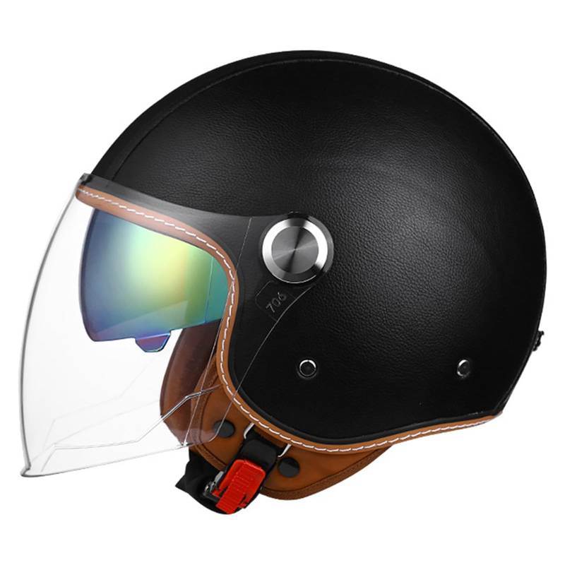 Jet-Helm, Motorrad-Helm, Roller-Helm, Scooter-Helm, Moped Mofa-Helm Chopper Retro, Zugelassen ECE/DOT Jethelm Motorrad Roller Helm F,L(59-60CM) von KANMUASD