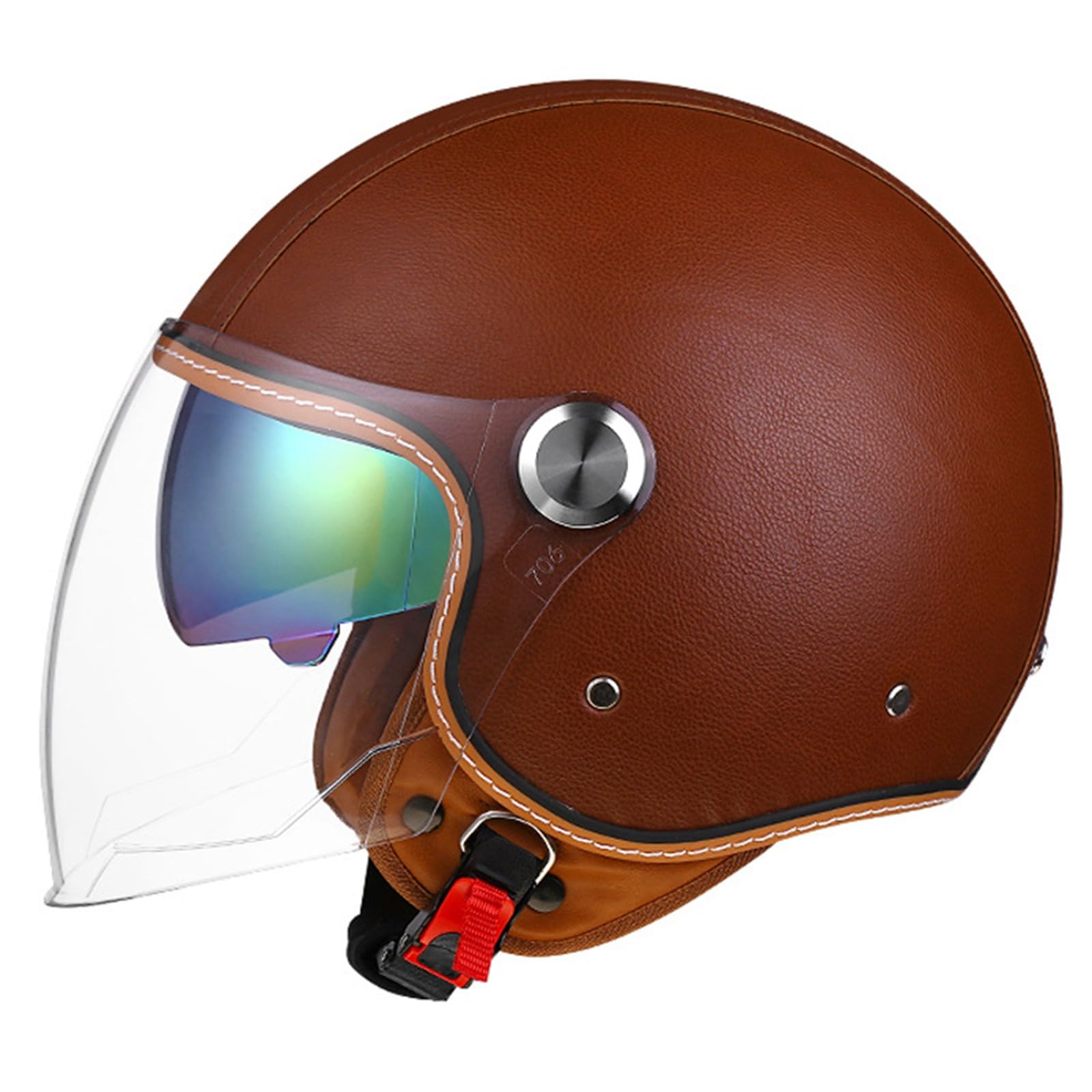 Jet-Helm, Motorrad-Helm, Roller-Helm, Scooter-Helm, Moped Mofa-Helm Chopper Retro, Zugelassen ECE/DOT Jethelm Motorrad Roller Helm G,L(59-60CM) von KANMUASD