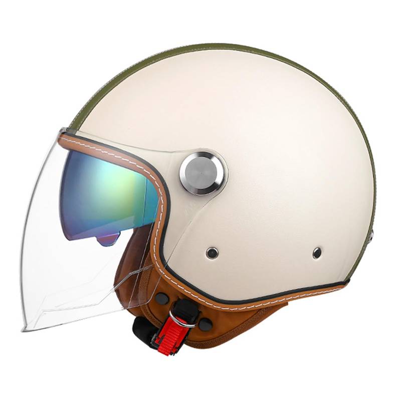 Jet-Helm, Motorrad-Helm, Roller-Helm, Scooter-Helm, Moped Mofa-Helm Chopper Retro, Zugelassen ECE/DOT Jethelm Motorrad Roller Helm H,L(59-60CM) von KANMUASD