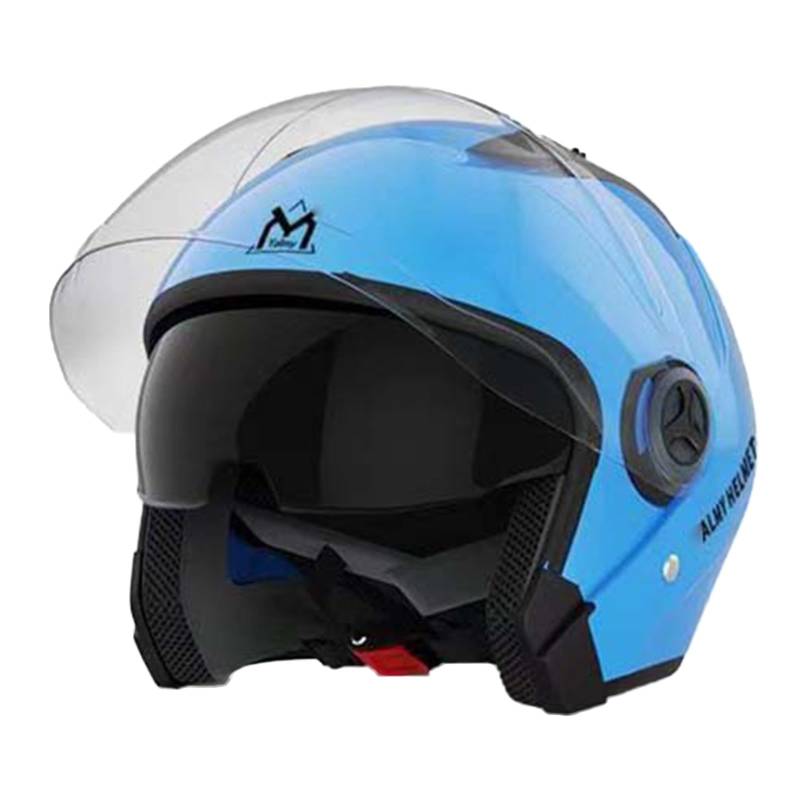 Jethelm mit Doppelvisier | Roller Helm Fashionhelm | Jet Helm mit Sonnenblende | ECE/DOT Zertifiziert | Motorradhelm mit Visier | Herren Damen Rollerhelm Mopedhelm H,One Size(55-63CM) von KANMUASD