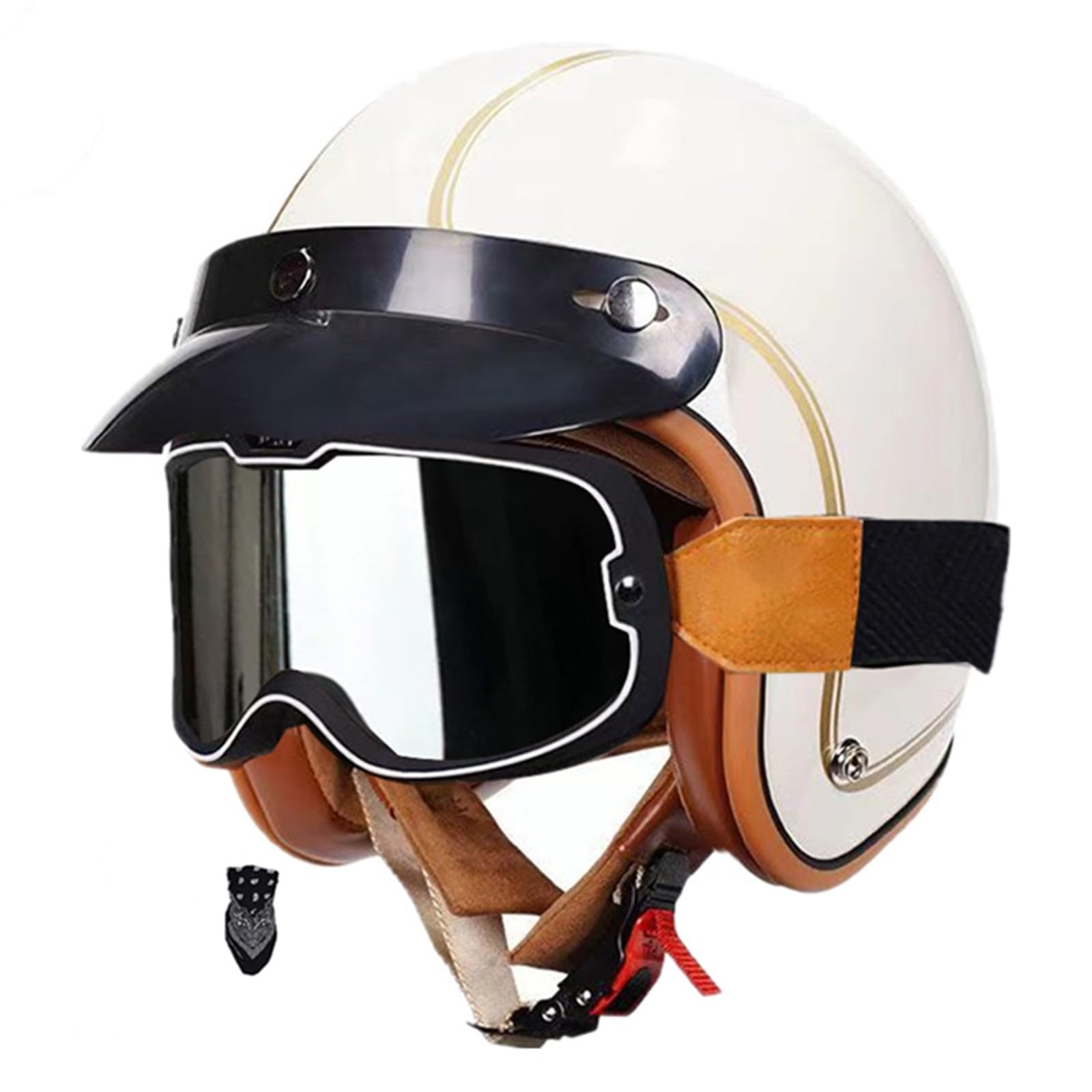 Jethelm mit Doppelvisier | Roller Helm Fashionhelm | Jet Helm mit Sonnenblende | ECE/DOT Zertifiziert | Motorradhelm mit Visier | Roller Helm | Jet Helm Mopedhelm Herren und Damen D,L(59-60CM) von KANMUASD