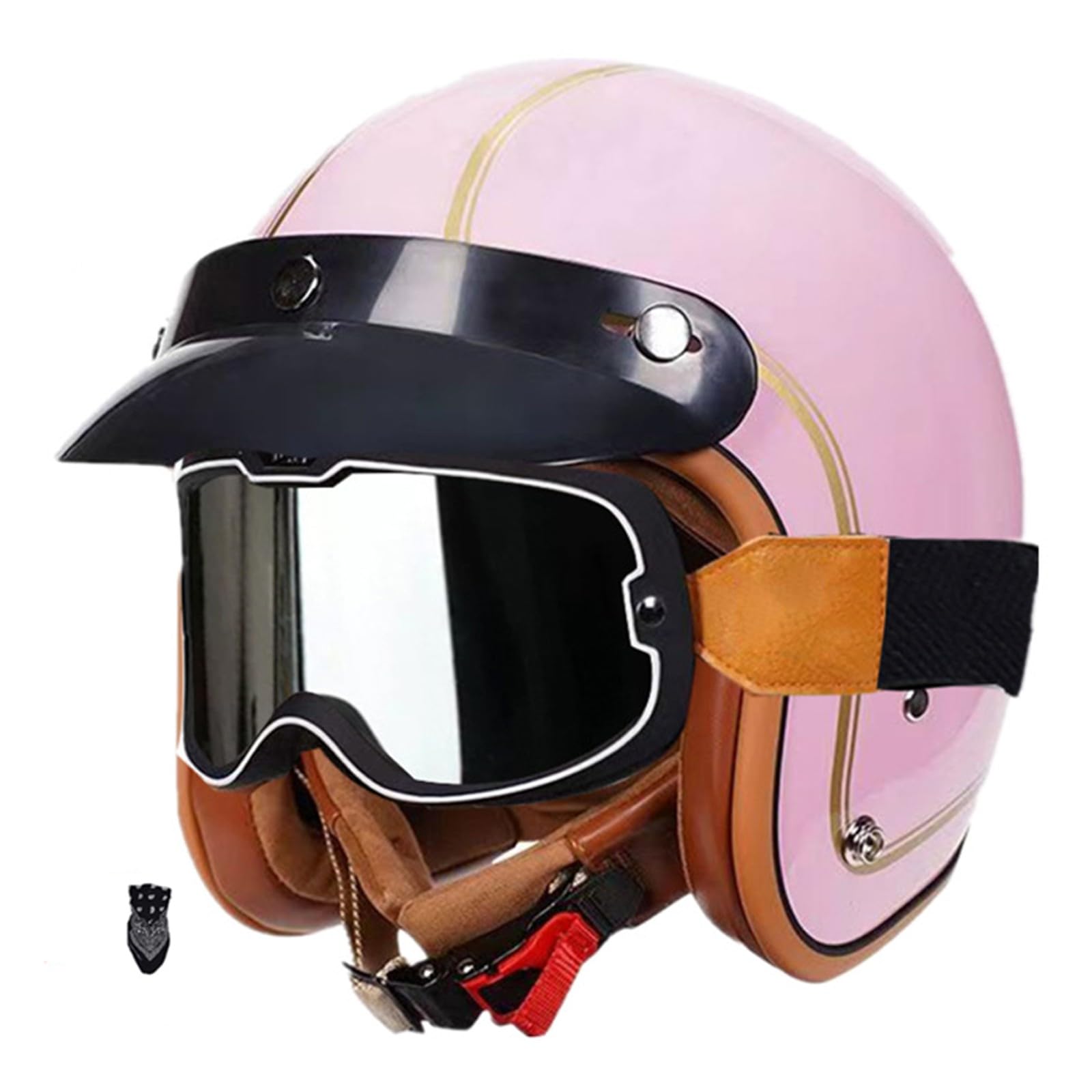 Jethelm mit Doppelvisier | Roller Helm Fashionhelm | Jet Helm mit Sonnenblende | ECE/DOT Zertifiziert | Motorradhelm mit Visier | Roller Helm | Jet Helm Mopedhelm Herren und Damen F,L(59-60CM) von KANMUASD