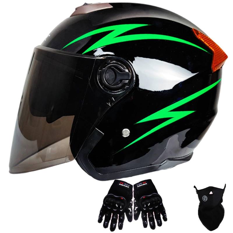 Jethelm mit Doppelvisier | Roller Helm Fashionhelm | Jethelm mit Sonnenblende und Visier | Jet Helm mit Sonnenblende | ECE/DOT Zertifiziert | Motorradhelm mit Visier B,One Size(55-61CM) von KANMUASD