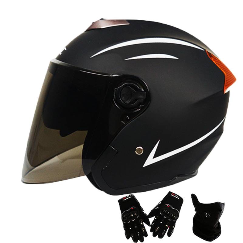 Jethelm mit Doppelvisier | Roller Helm Fashionhelm | Jethelm mit Sonnenblende und Visier | Jet Helm mit Sonnenblende | ECE/DOT Zertifiziert | Motorradhelm mit Visier F,One Size(55-61CM) von KANMUASD