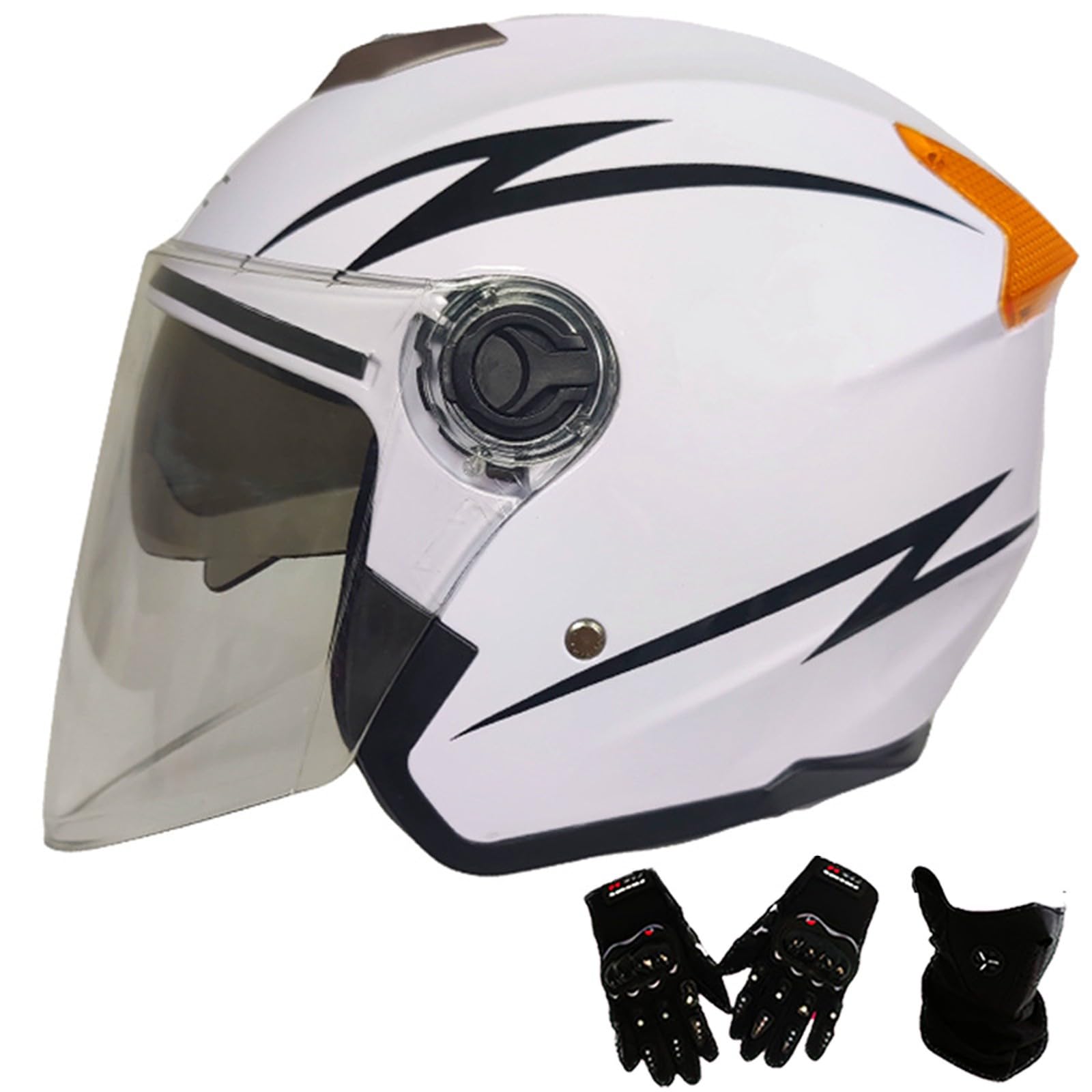 Jethelm mit Doppelvisier | Roller Helm Fashionhelm | Jethelm mit Sonnenblende und Visier | Jet Helm mit Sonnenblende | ECE/DOT Zertifiziert | Motorradhelm mit Visier J,One Size(55-61CM) von KANMUASD