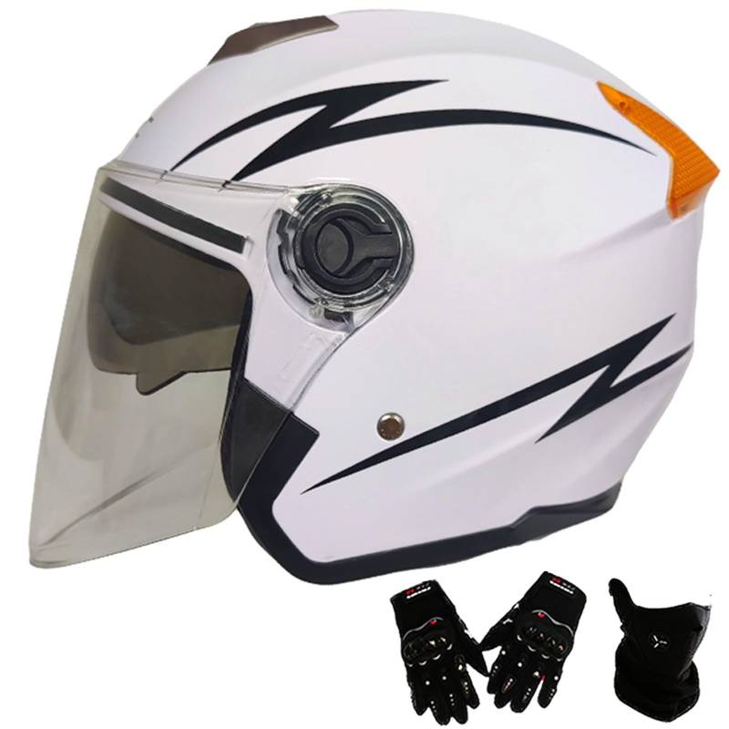 Jethelm mit Doppelvisier | Roller Helm Fashionhelm | Jethelm mit Sonnenblende und Visier | Jet Helm mit Sonnenblende | ECE/DOT Zertifiziert | Motorradhelm mit Visier J,One Size(55-61CM) von KANMUASD