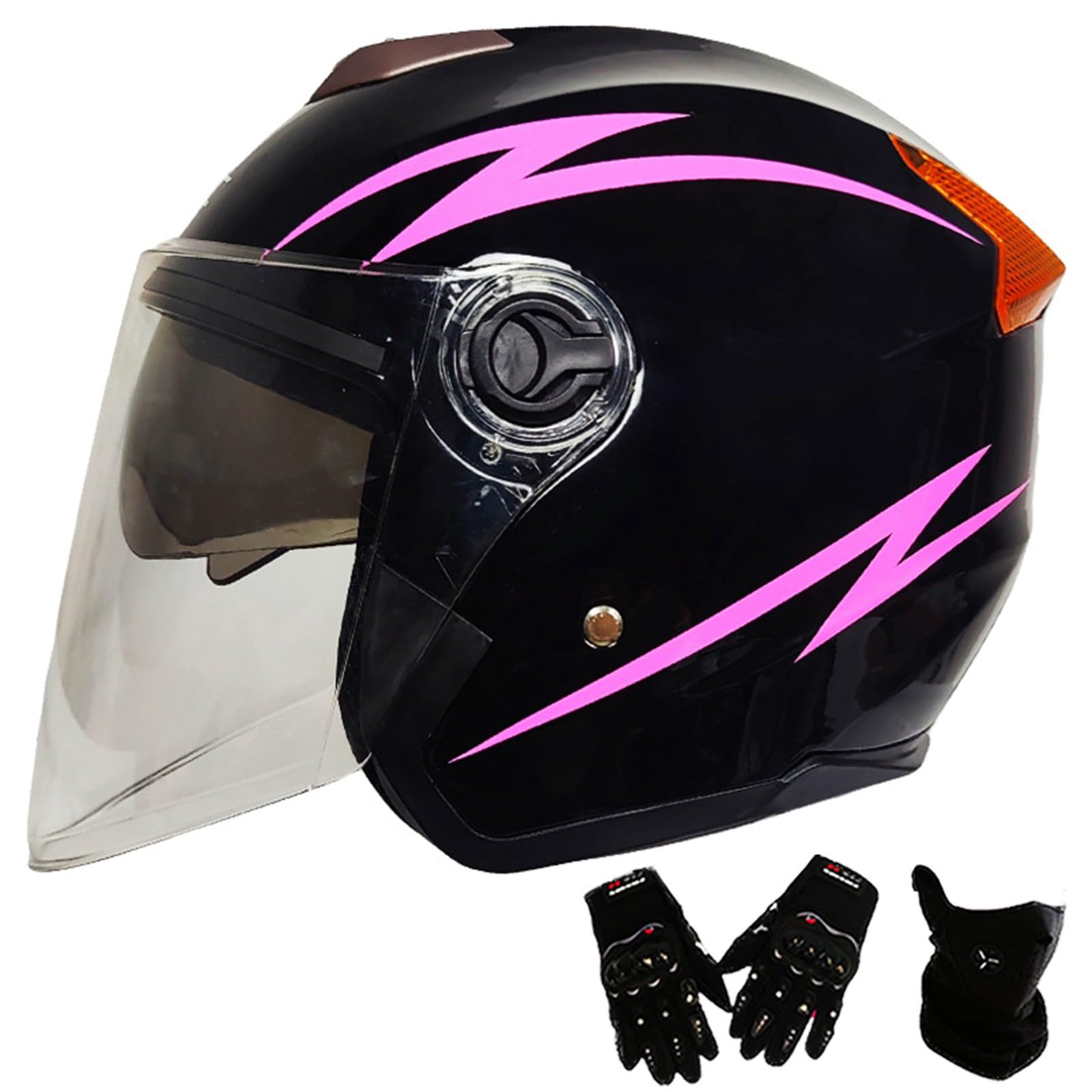 Jethelm mit Doppelvisier | Roller Helm Fashionhelm | Jethelm mit Sonnenblende und Visier | Jet Helm mit Sonnenblende | ECE/DOT Zertifiziert | Motorradhelm mit Visier M,One Size(55-61CM) von KANMUASD