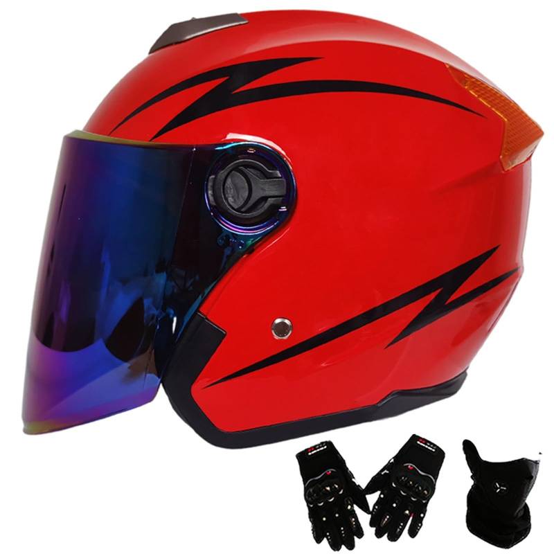 Jethelm mit Doppelvisier | Roller Helm Fashionhelm | Jethelm mit Sonnenblende und Visier | Jet Helm mit Sonnenblende | ECE/DOT Zertifiziert | Motorradhelm mit Visier N,One Size(55-61CM) von KANMUASD