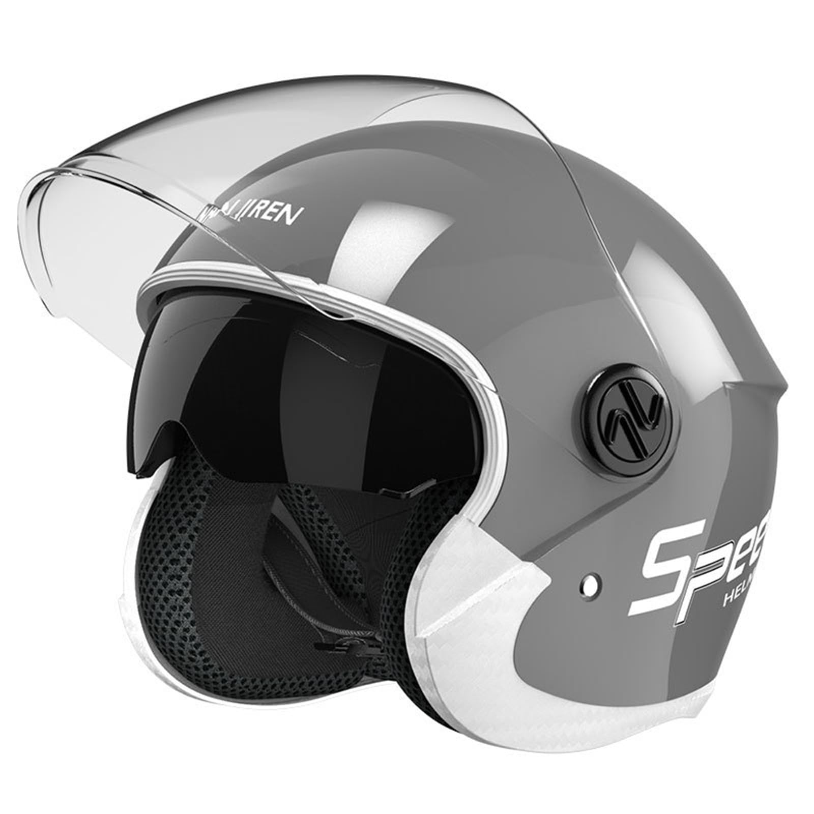 Jethelm mit Doppelvisier | Roller Helm Motorradhelm | ECE/DOT Zertifiziert | Jet Helm mit Sonnenblende | Motorradhelm Herren Damen Rollerhelm | Motorradhelm mit Visier G,One Size(55-62CM) von KANMUASD