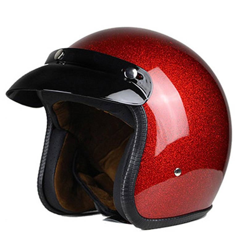 Jethelm mit Visier by, Hochwertiger Motorradhelm, ECE/DOT Zertifiziert für Herren und Damen, Retro Motorradhelm Deutsche Jethelm, Motorrad Halbhelme mit Visier D,L(59-60CM) von KANMUASD