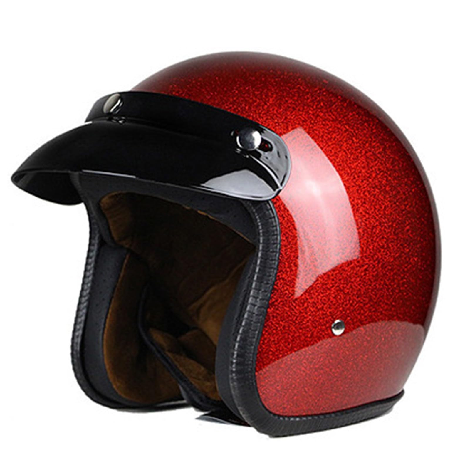 Jethelm mit Visier by, Hochwertiger Motorradhelm, ECE/DOT Zertifiziert für Herren und Damen, Retro Motorradhelm Deutsche Jethelm, Motorrad Halbhelme mit Visier D,XS(53-54CM) von KANMUASD