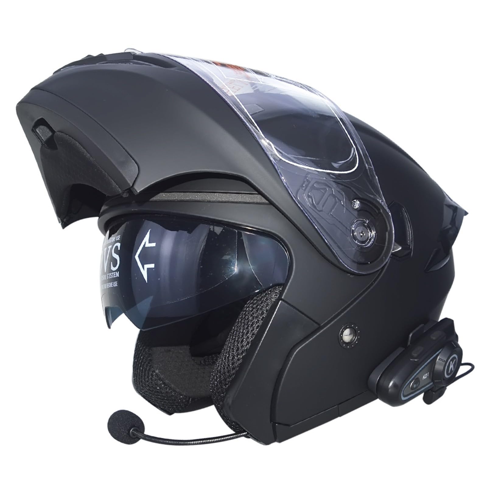 Klapphelm mit Bluetooth, Integriert Motorradhelm, Zertifiziert Integralhelm mit Doppelvisier, geeignet für Mofa/Moped/Motorrad, für Erwachsene Frauen Männer E,XL(61-62CM) von KANMUASD