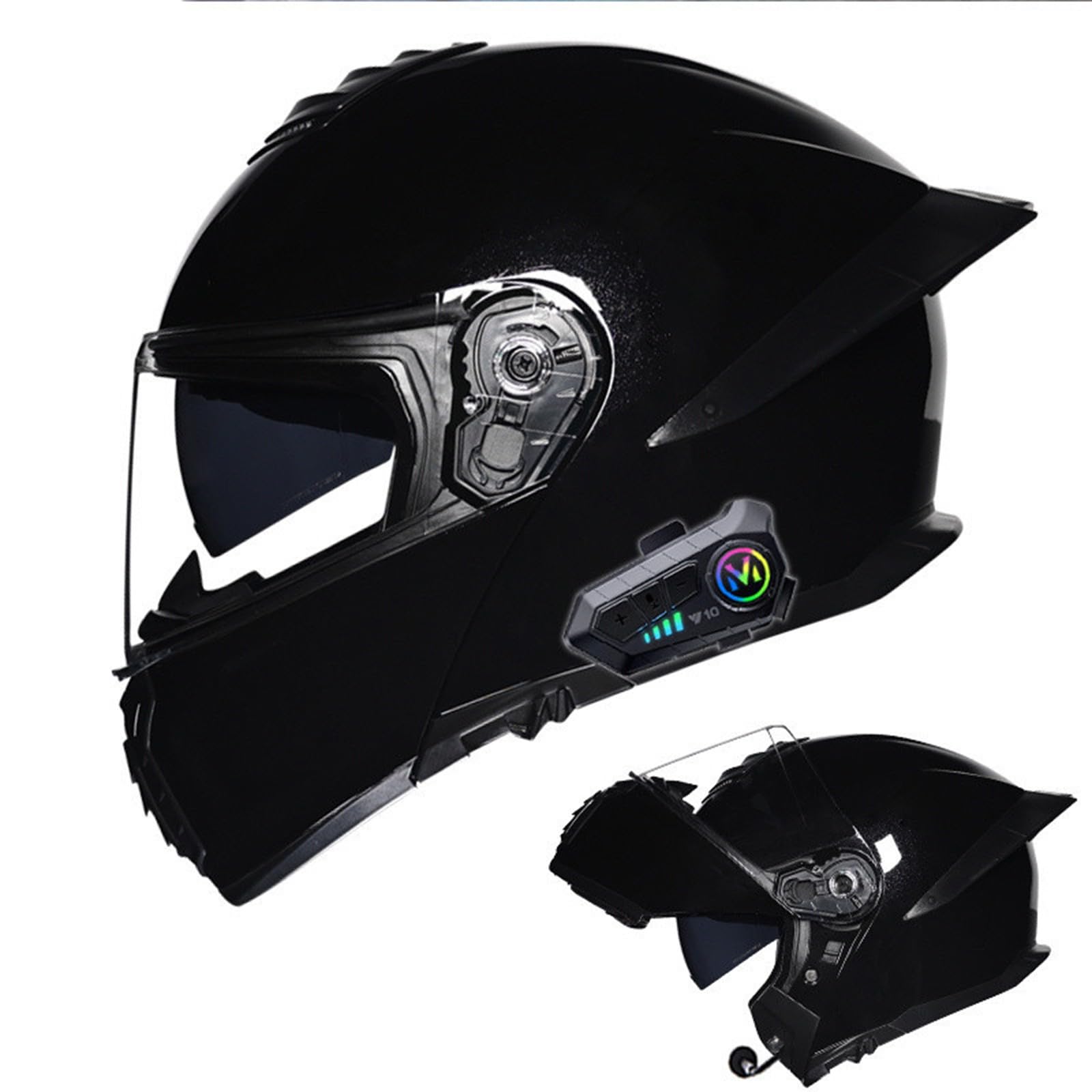 Klapphelm mit Bluetooth Motorradhelm Herren, Zertifiziert Sturzhelm, Integriert Motorradhelm, mit Doppelvisier Mikrofon Motorrad Helm, für Erwachsene Frauen und Männer D,M(57-58CM) von KANMUASD