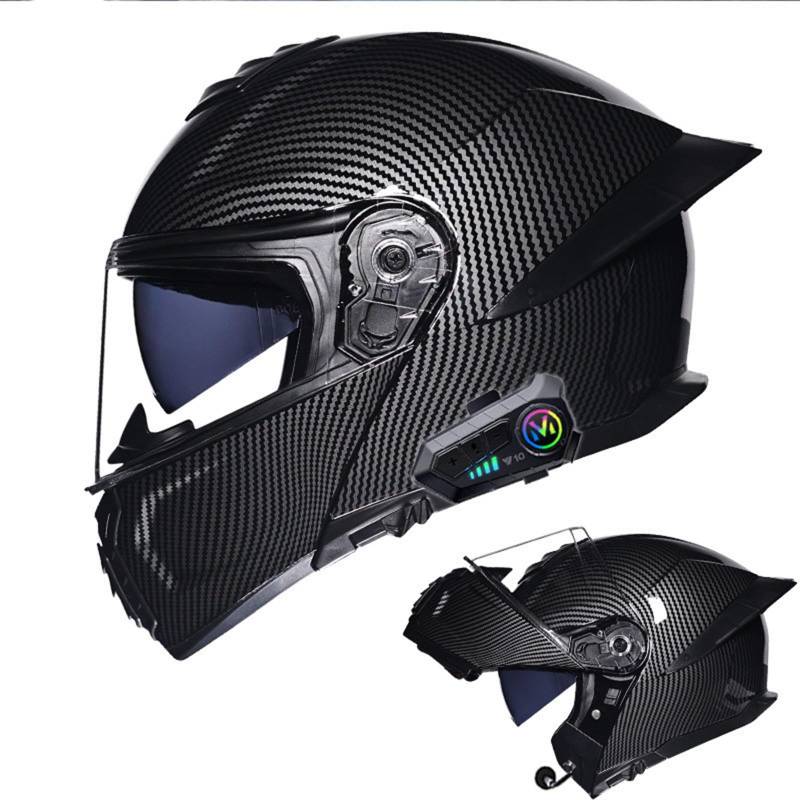 Klapphelm mit Bluetooth Motorradhelm Herren, Zertifiziert Sturzhelm, Integriert Motorradhelm, mit Doppelvisier Mikrofon Motorrad Helm, für Erwachsene Frauen und Männer F,L(59-60CM) von KANMUASD