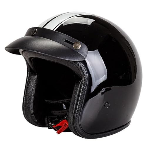 Motorradhelm Jethelm Vintage Rollerhelm Retro ECE/DOT Zertifizierung Offener Motorrad Jethelm Roller Helm mit Sonnenblende Herren und Damen - Ideal für Roller E,L(59-60CM) von KANMUASD