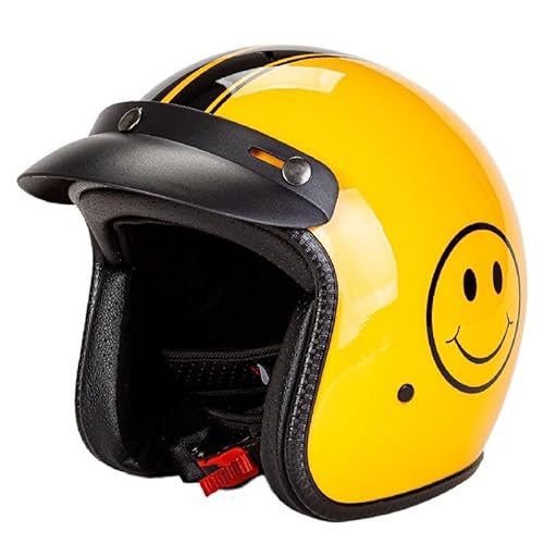 Motorradhelm Jethelm Vintage Rollerhelm Retro ECE/DOT Zertifizierung Offener Motorrad Jethelm Roller Helm mit Sonnenblende Herren und Damen - Ideal für Roller F,L(59-60CM) von KANMUASD