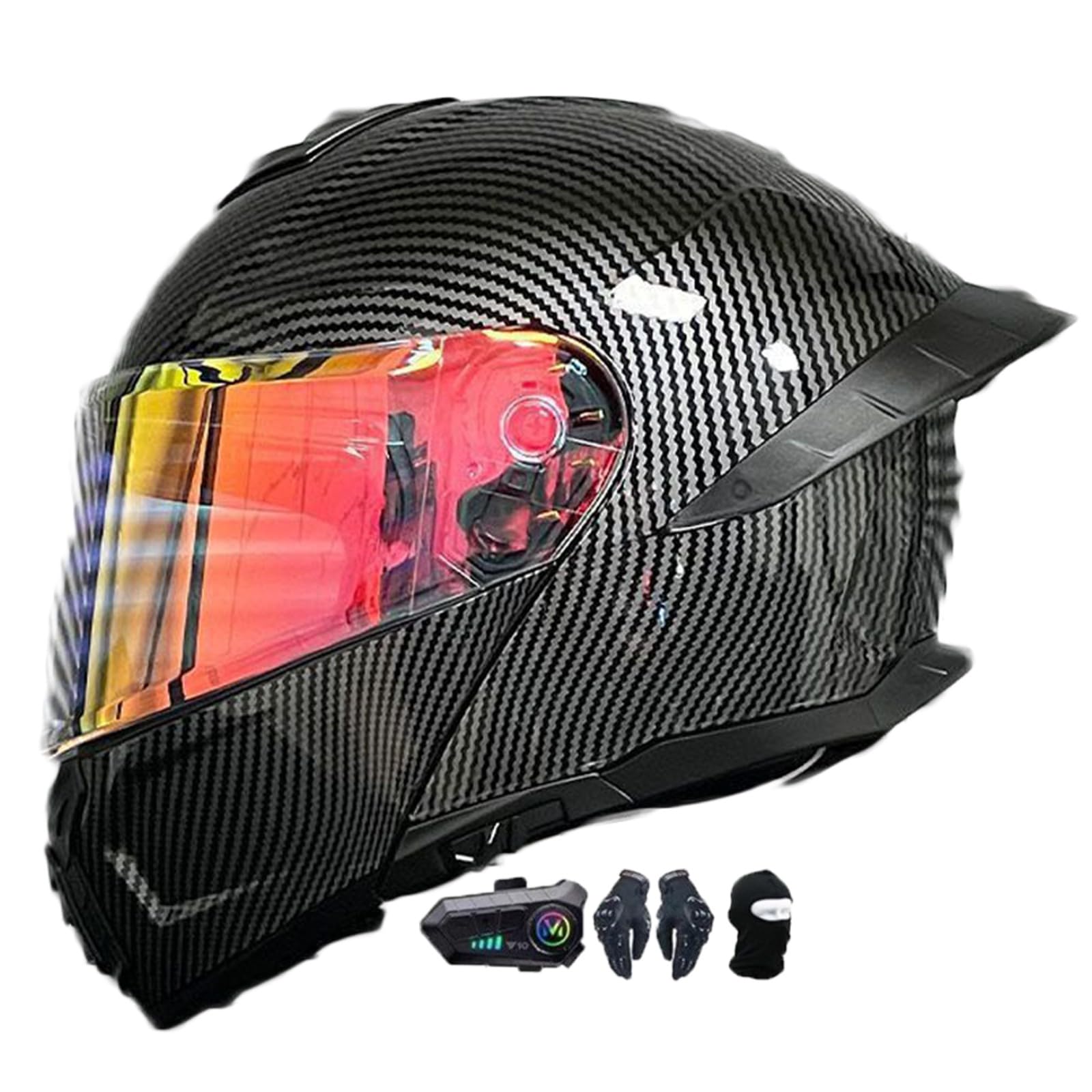 Motorradhelm mit Bluetooth Klapphelm Modulare Helm, Zertifiziert Integralhelm mit Doppelvisier, Motorradhelm Klapphelm Integralhelm, für Erwachsene Frauen Männer D,L(59-60CM) von KANMUASD