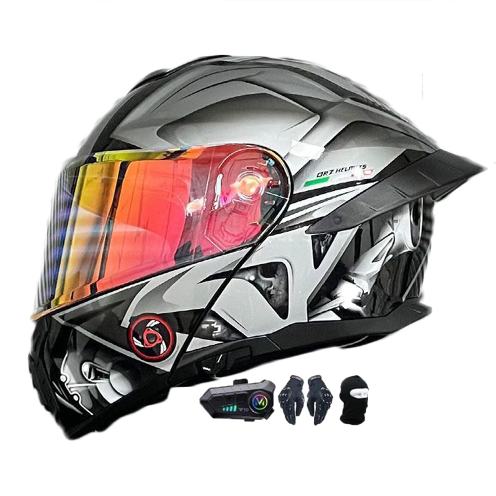 Motorradhelm mit Bluetooth Klapphelm Modulare Helm, Zertifiziert Integralhelm mit Doppelvisier, Motorradhelm Klapphelm Integralhelm, für Erwachsene Frauen Männer H,L(59-60CM) von KANMUASD