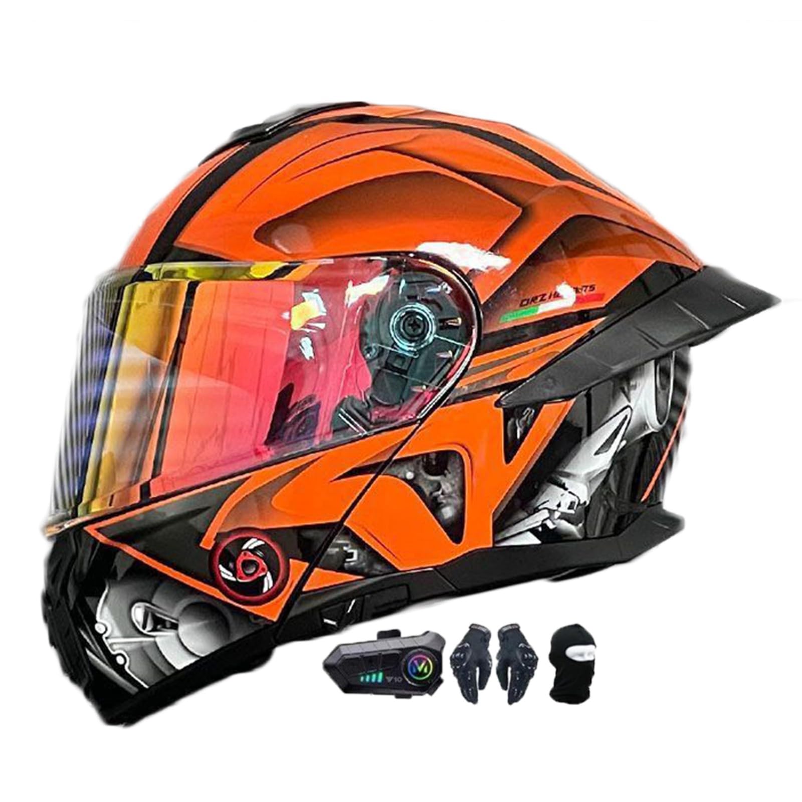 Motorradhelm mit Bluetooth Klapphelm Modulare Helm, Zertifiziert Integralhelm mit Doppelvisier, Motorradhelm Klapphelm Integralhelm, für Erwachsene Frauen Männer I,L(59-60CM) von KANMUASD