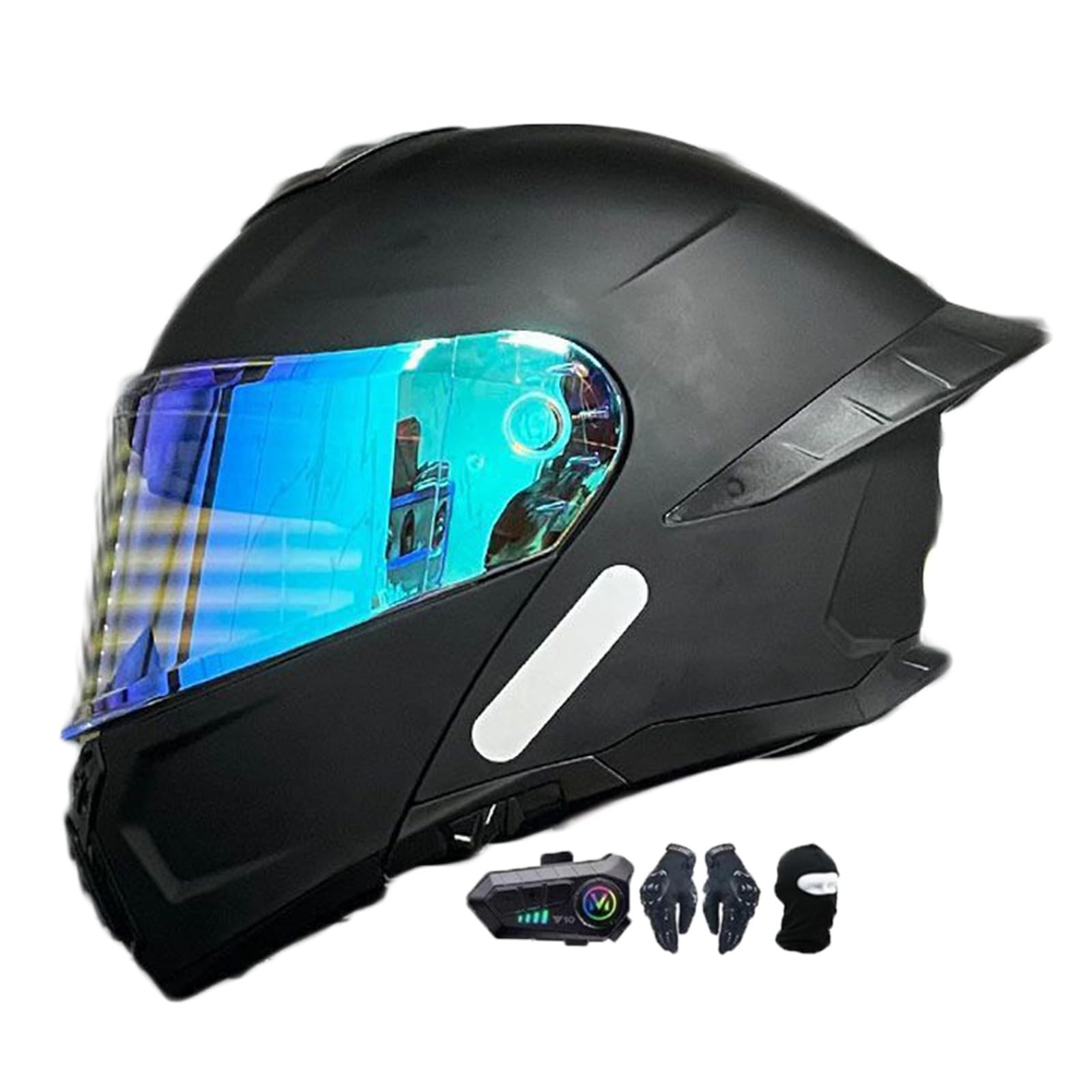 Motorradhelm mit Bluetooth Klapphelm Modulare Helm, Zertifiziert Integralhelm mit Doppelvisier, Motorradhelm Klapphelm Integralhelm, für Erwachsene Frauen Männer J,L(59-60CM) von KANMUASD