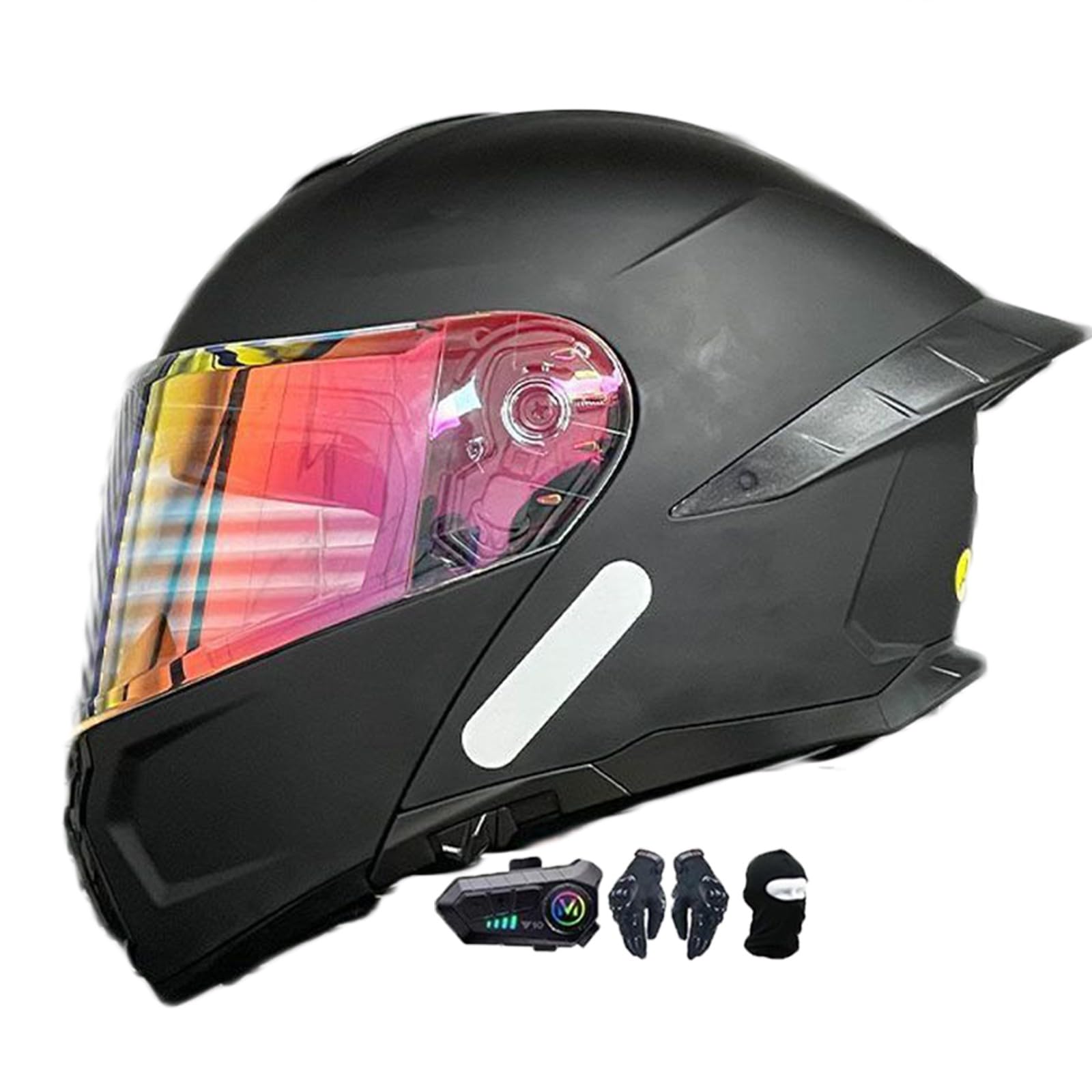 Motorradhelm mit Bluetooth Klapphelm Modulare Helm, Zertifiziert Integralhelm mit Doppelvisier, Motorradhelm Klapphelm Integralhelm, für Erwachsene Frauen Männer K,L(59-60CM) von KANMUASD