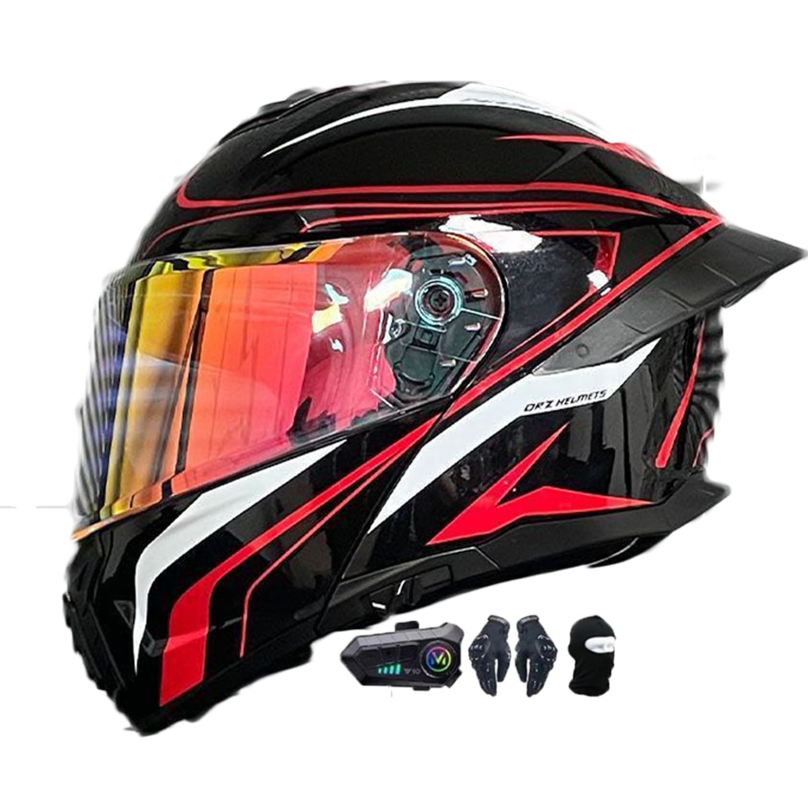 Motorradhelm mit Bluetooth Klapphelm Modulare Helm, Zertifiziert Integralhelm mit Doppelvisier, Motorradhelm Klapphelm Integralhelm, für Erwachsene Frauen Männer L,L(59-60CM) von KANMUASD