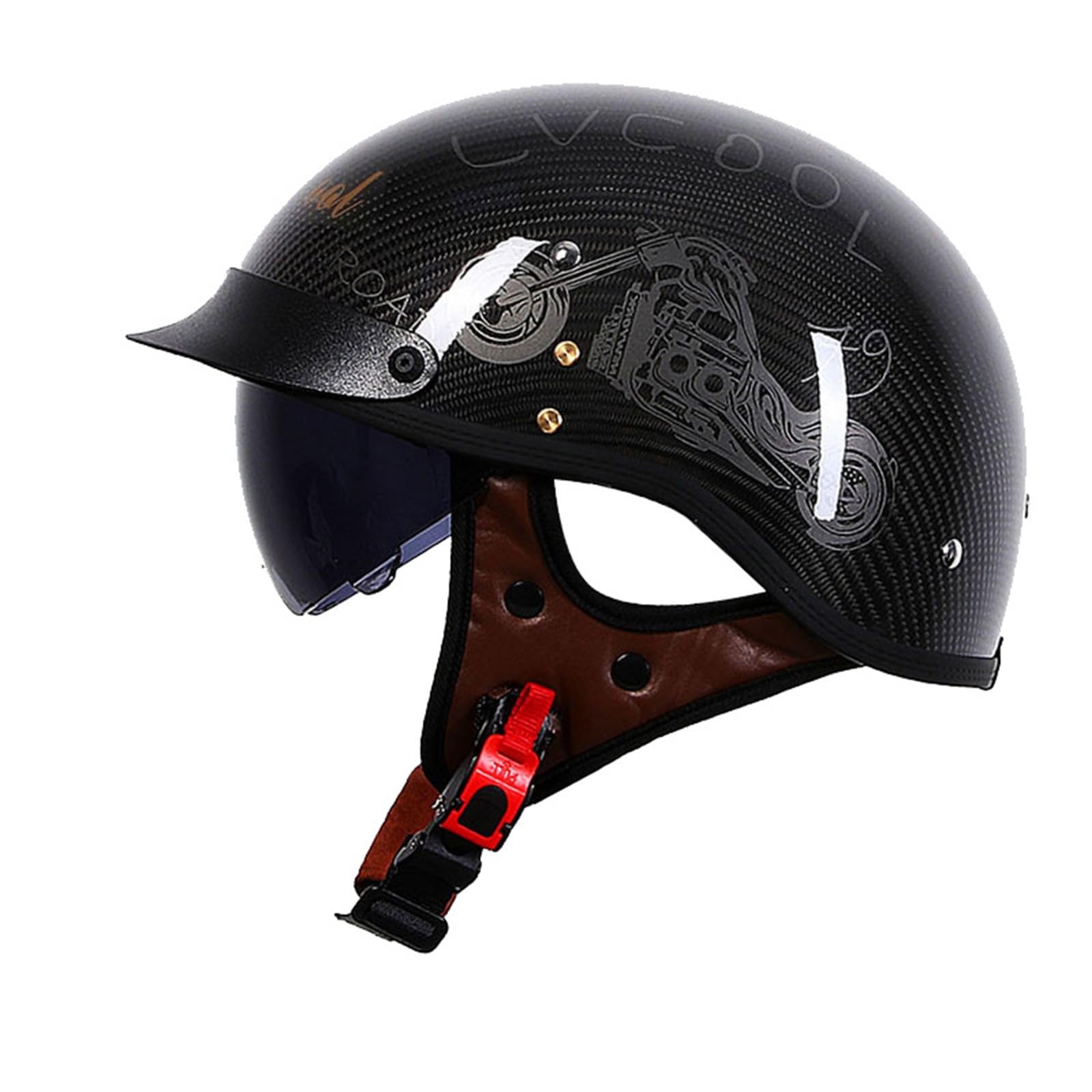 Öffnen Motorradhelm Halboffenen Halbschalenhelm, DOT/ECE Zertifiziert Antikollisions-Schutzhelm, Rollerhelm für Erwachsen Damen Herren, für Bike Scooter B,L(59-60CM) von KANMUASD