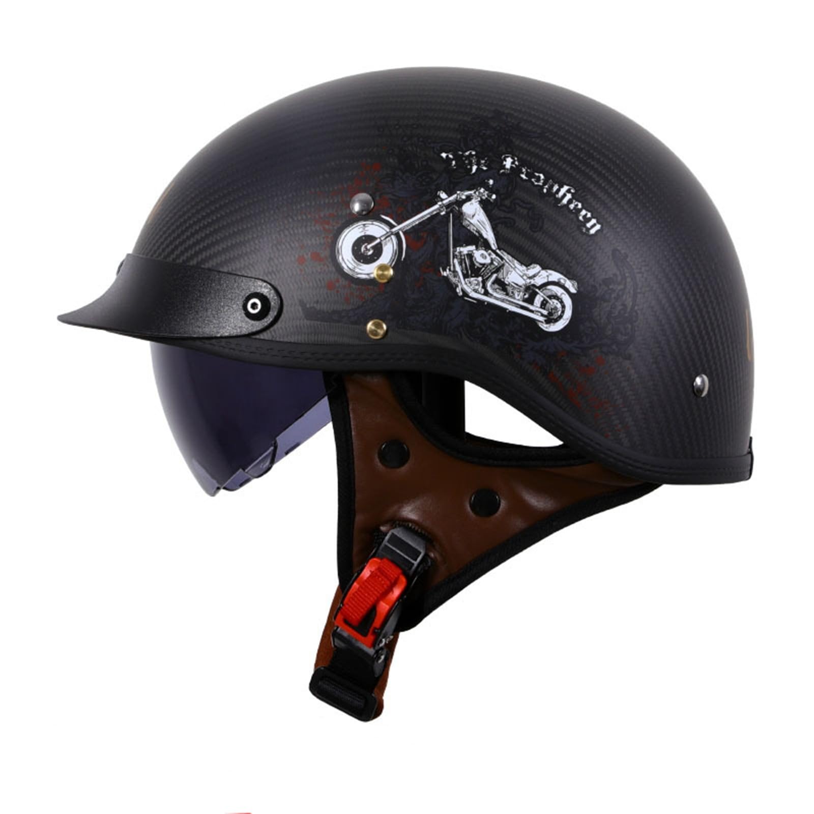 Öffnen Motorradhelm Halboffenen Halbschalenhelm, DOT/ECE Zertifiziert Antikollisions-Schutzhelm, Rollerhelm für Erwachsen Damen Herren, für Bike Scooter C,L(59-60CM) von KANMUASD