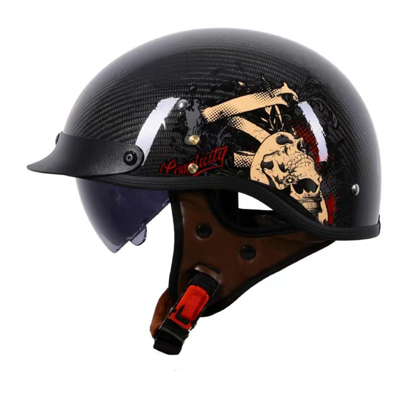 Öffnen Motorradhelm Halboffenen Halbschalenhelm, DOT/ECE Zertifiziert Antikollisions-Schutzhelm, Rollerhelm für Erwachsen Damen Herren, für Bike Scooter D,L(59-60CM) von KANMUASD