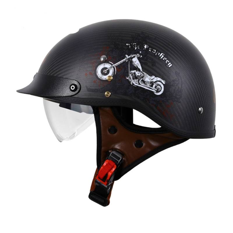 Öffnen Motorradhelm Halboffenen Halbschalenhelm, DOT/ECE Zertifiziert Antikollisions-Schutzhelm, Rollerhelm für Erwachsen Damen Herren, für Bike Scooter I,L(59-60CM) von KANMUASD