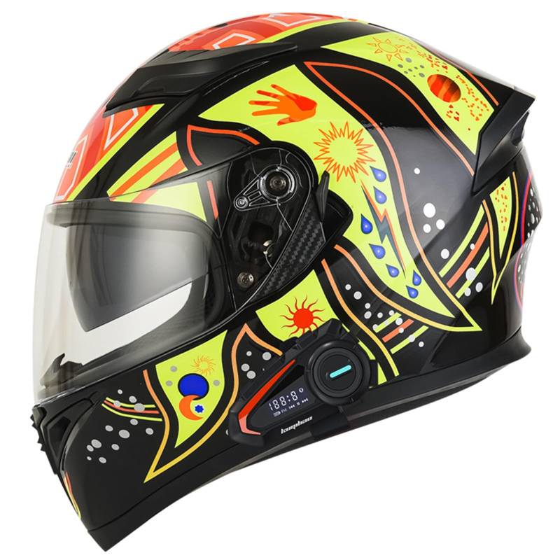 hochklappbarer Motorradhelm mit Bluetooth, modulare Doppelvisier-Motorradhelme, Adults Klapphelm Mit Bluetooth, Motorrad Integrierter Bluetooth-Helm, Motorradhelm Sturzhelm B,2XL(63-64CM) von KANMUASD