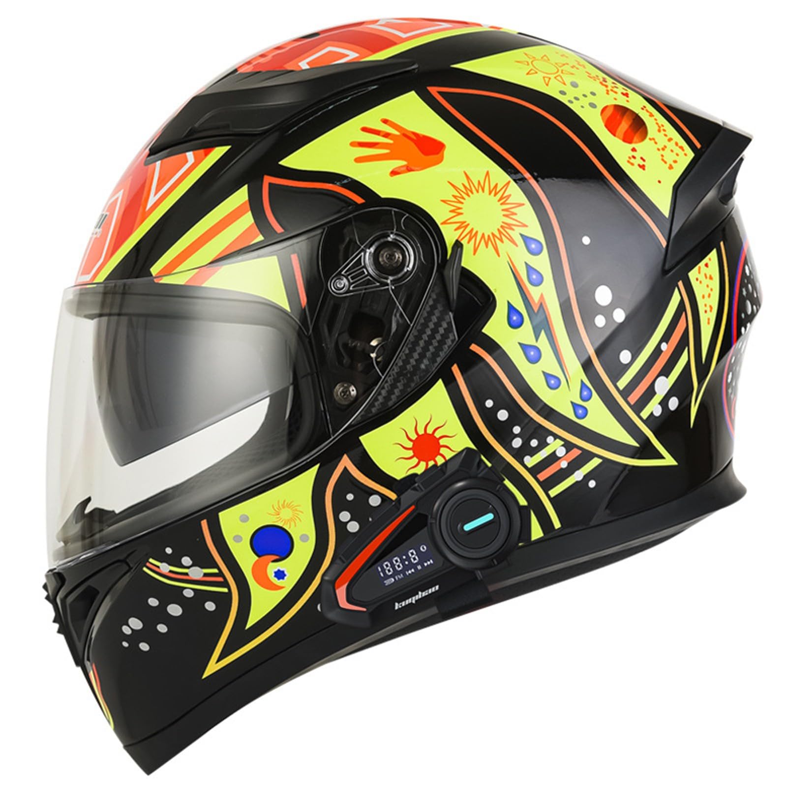 hochklappbarer Motorradhelm mit Bluetooth, modulare Doppelvisier-Motorradhelme, Adults Klapphelm Mit Bluetooth, Motorrad Integrierter Bluetooth-Helm, Motorradhelm Sturzhelm B,M(57-58CM) von KANMUASD