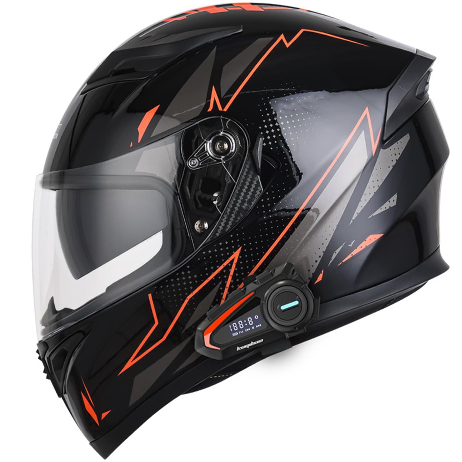 hochklappbarer Motorradhelm mit Bluetooth, modulare Doppelvisier-Motorradhelme, Adults Klapphelm Mit Bluetooth, Motorrad Integrierter Bluetooth-Helm, Motorradhelm Sturzhelm D,M(57-58CM) von KANMUASD