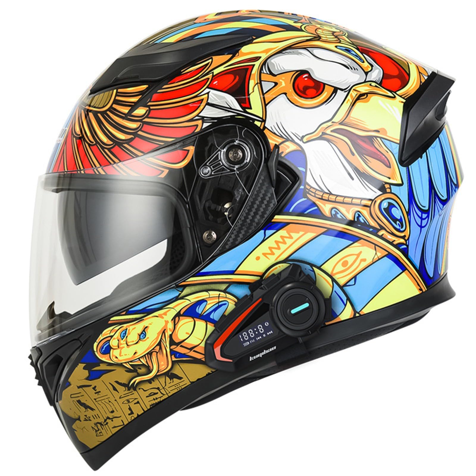 hochklappbarer Motorradhelm mit Bluetooth, modulare Doppelvisier-Motorradhelme, Adults Klapphelm Mit Bluetooth, Motorrad Integrierter Bluetooth-Helm, Motorradhelm Sturzhelm H,2XL(63-64CM) von KANMUASD