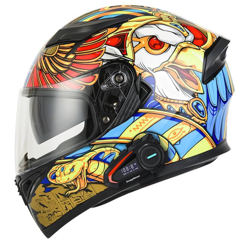 hochklappbarer Motorradhelm mit Bluetooth, modulare Doppelvisier-Motorradhelme, Adults Klapphelm Mit Bluetooth, Motorrad Integrierter Bluetooth-Helm, Motorradhelm Sturzhelm H,M(57-58CM) von KANMUASD