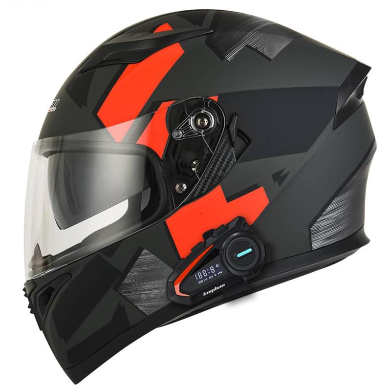 hochklappbarer Motorradhelm mit Bluetooth, modulare Doppelvisier-Motorradhelme, Adults Klapphelm Mit Bluetooth, Motorrad Integrierter Bluetooth-Helm, Motorradhelm Sturzhelm I,2XL(63-64CM) von KANMUASD