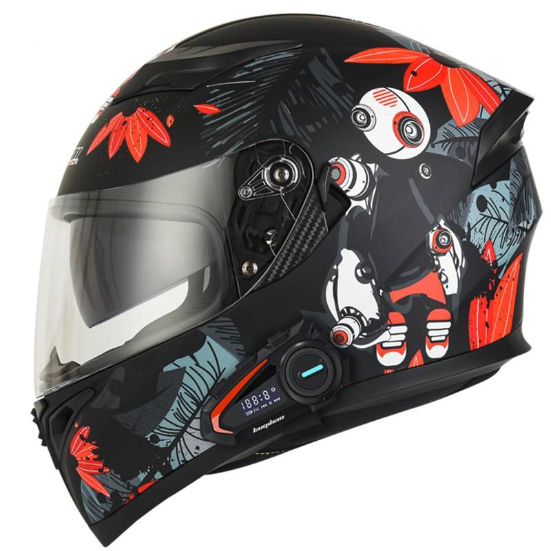 hochklappbarer Motorradhelm mit Bluetooth, modulare Doppelvisier-Motorradhelme, Adults Klapphelm Mit Bluetooth, Motorrad Integrierter Bluetooth-Helm, Motorradhelm Sturzhelm J,L(59-60CM) von KANMUASD