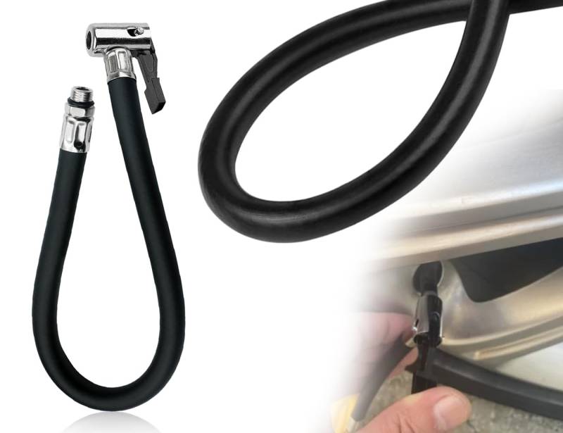 KAPSING Reifenfüllschlauch, Auto Inflator Luftpumpe Schlauch, Ventilverlängerung, 36.5cm Lang, 12.5mm Breite Universal Reifenfüller schlauchadapter für Auto Motorrad Fahrrad von KAPSING