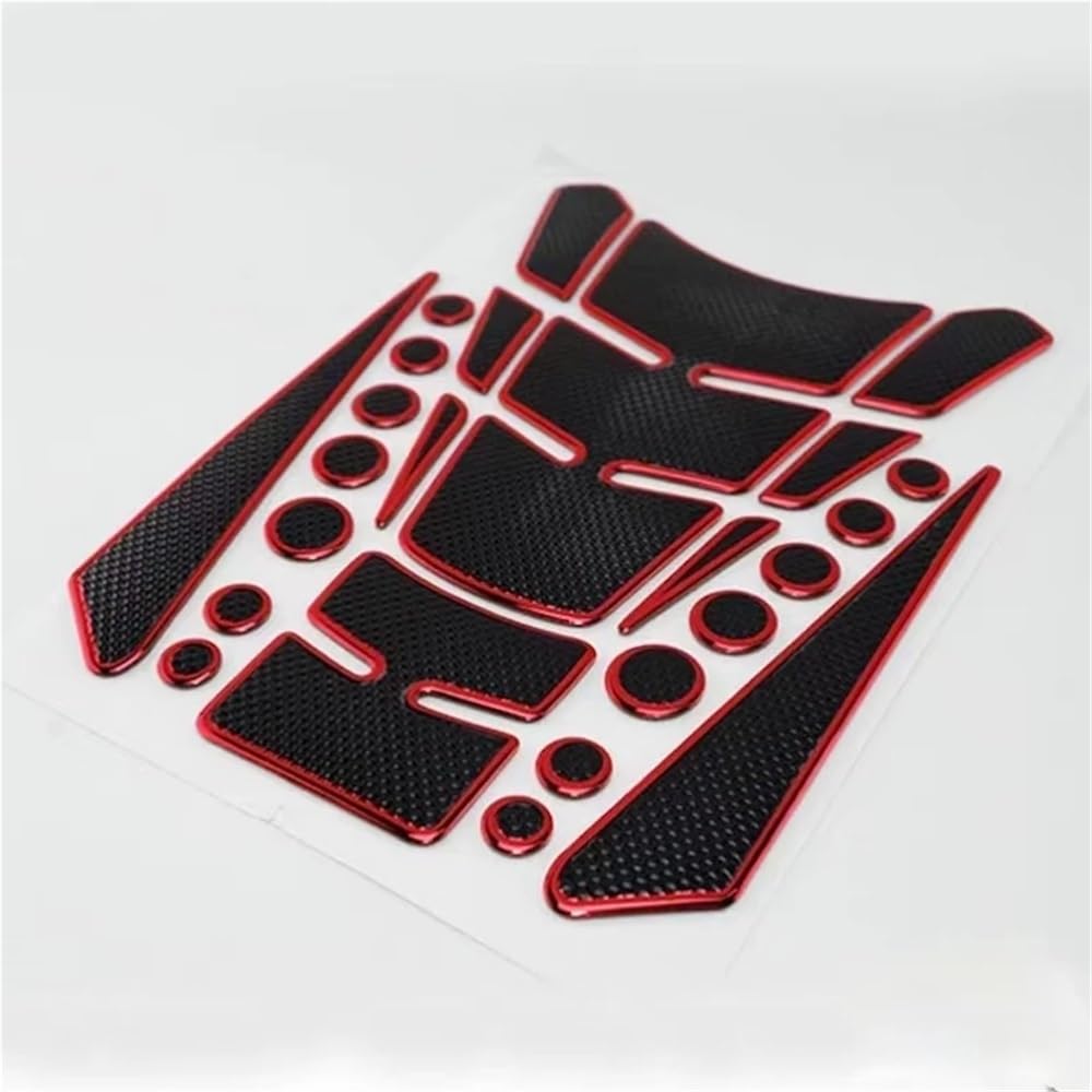 Motorrad Tank Gummi Pads Universelle Kraftstofftank-Aufkleber, Motorrad-Kraftstofftank-Pads, Fishbone-Pads, Schutzpolster Für Motorrad(Model D Red) von KARDAS