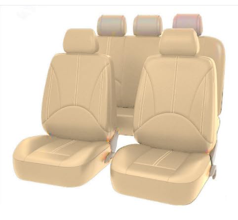 KARDZ Auto Leder Sitzbezüge für Jeep Grand Cherokee 2005-2010, 9 Stück Allwetter Atmungsaktiv Wasserdicht rutschfest Sitzkissenschutz,B-Beige von KARDZ