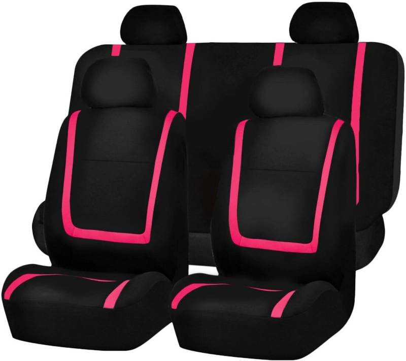 KARDZ Autositzbezüge Sets für Nissan Qashqai 2008 2009 2010 2011 2012 2013, 5 Sitze Allwetter Autositzschoner Atmungsaktiv Bequem Innenraum Zubehör,F-Pink von KARDZ