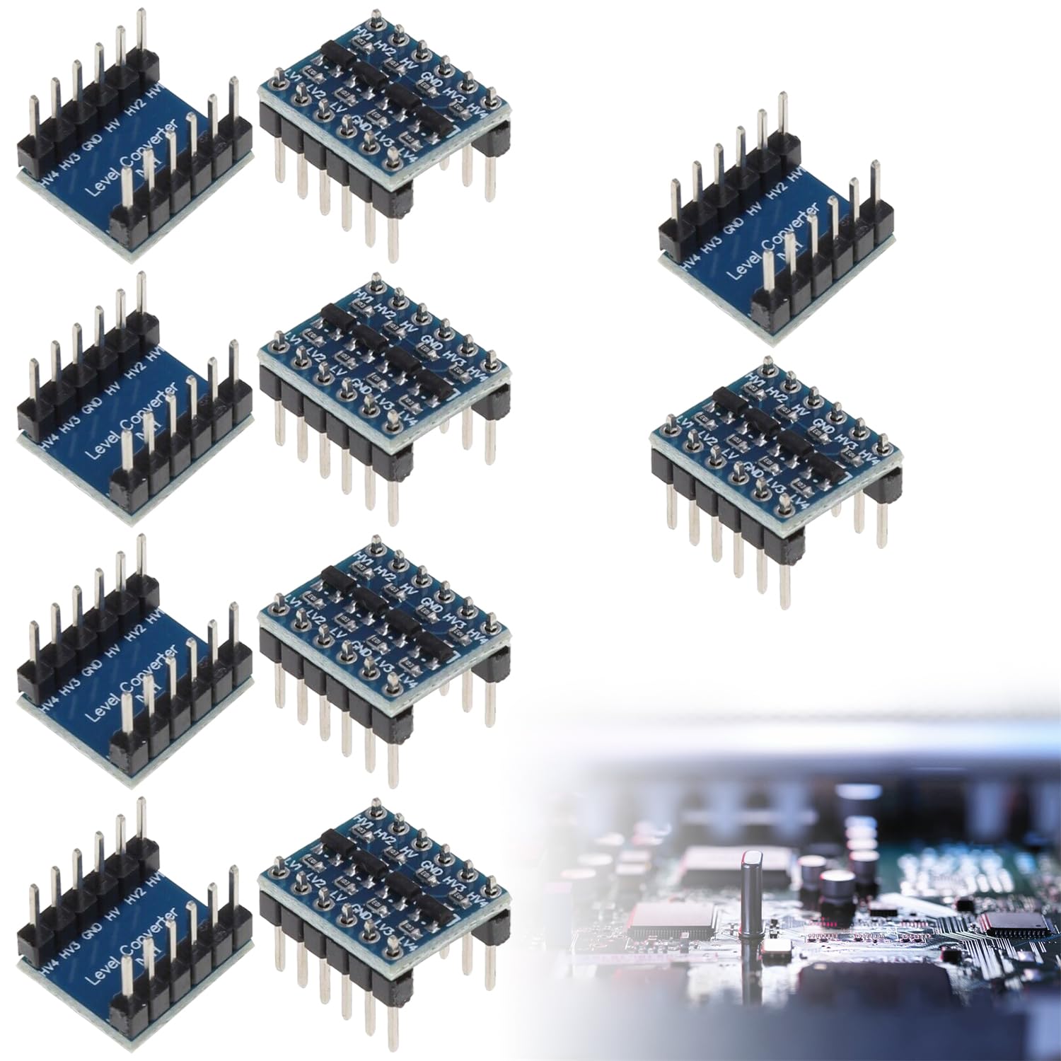 4 Channels Logic Level Converter, IIC I2C Modul, Logik-Level-Konverter, bidirektional, 3,3 V-5 V für Arduino, Logik-Level-Konvertermodul, 10 Stück von KARELLS