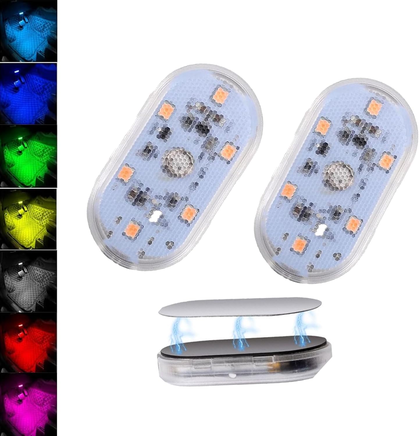 Auto LED Innenbeleuchtung, Ambientebeleuchtung Auto, 2 Stück Auto LED, Unterbodenbeleuchtung Auto, Innenbeleuchtung Auto, Auto Innenbeleuchtung LED, Wiederaufladbare Mobile USB, Mehrfarbig von KARELLS