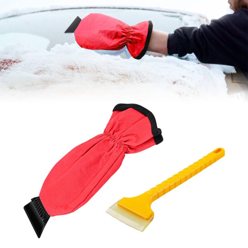 KARELLS Eiskratzer mit Handschuh,Autoscheiben Eiskratzer,Professioneller Eiskratzer Auto mit Handschuh Eismonster,Schneekratzer Auto Handschuh,Gefüttertes Innenfutter,Rot von KARELLS