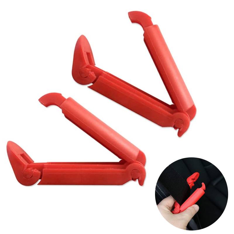 KARELLS Sicherheitsgurt Clip, Gurtklammer Auto, Autositz Gurtversteller, Baby Autositz Sicherheitsgurt Verschluss Clip Schnalle, Kinder rutschfeste Clip Strap für Babysicherheit Sitz - Rot (2 Stück) von KARELLS